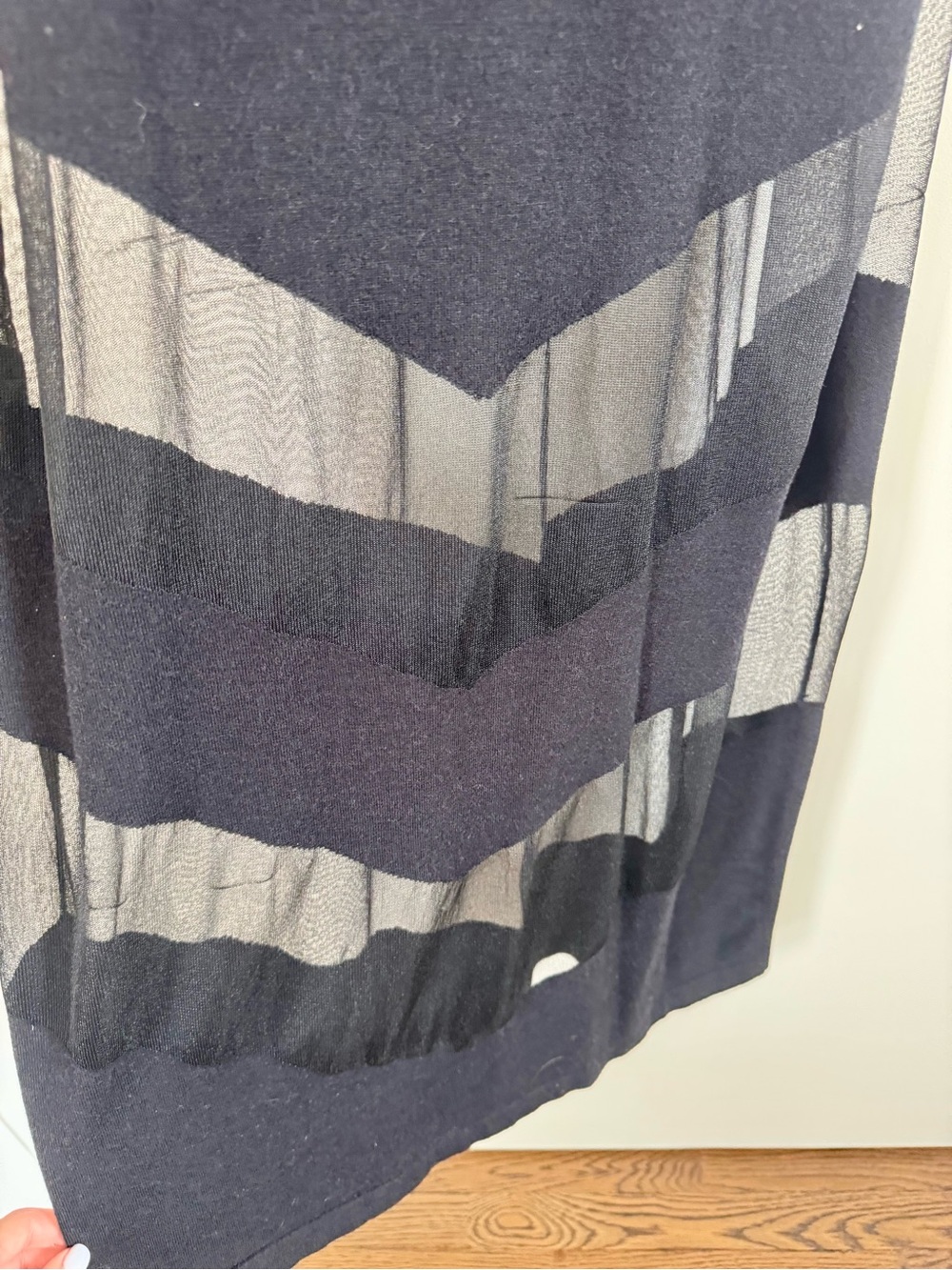 Cult Gaia Lani Knit Midi Dress in Black Size XS Sheer Chevron - FAIR condition - Picture 4 of 9